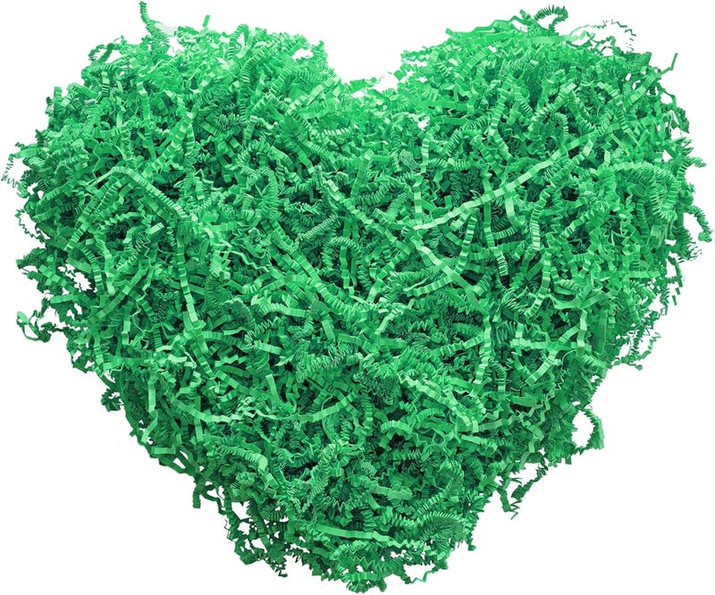 Bobobag - 4oz Crinkle Cut Paper Shred Filler Recyclable Gift Wrap Confetti Raffia Grass Shred Paper for Easter Baskets Filler Creative Eggs Decor (Green) - Image 1